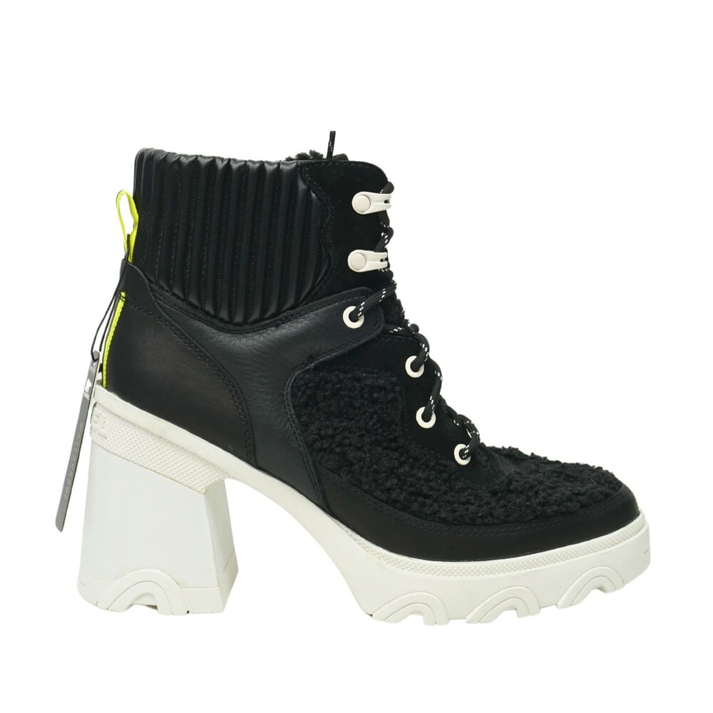 🔥Sorel BREX Heel Cozy Lace Waterproof Boots, Black/Sea Salt, 9.5M US/40.5EU🔥